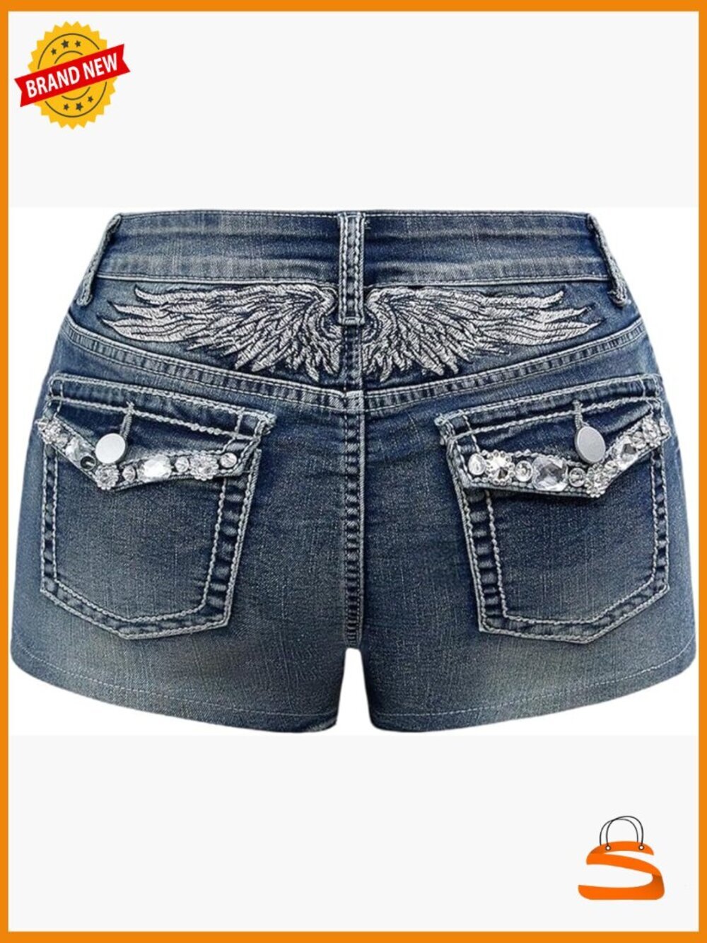 Y2k Rhinestone Denim Shorts Punk Skinny Mini Jean Shorts Rave Festival
